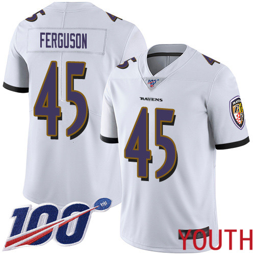 Baltimore Ravens Limited White Youth Jaylon Ferguson Road Jersey NFL Football 45 100th Season Vapor Untouchable